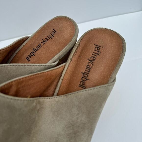 Jeffrey Campbell Favela pointy toe western style stack heeled mule tan/grey - Picture 2 of 11